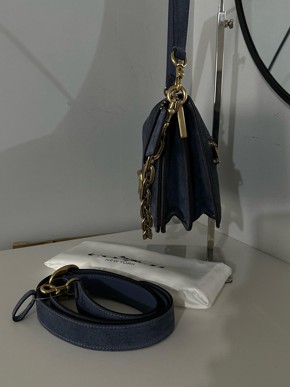 ❤️ new coach tabby chain / suede light denim - Picture 3 of 9